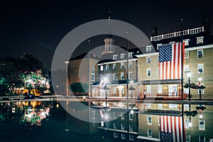 City Hall and Market Square at night, in the Old Town of Alexandria, Virginia. photo