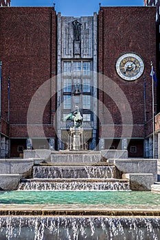 City Hall and monuments in Oslo, Norway