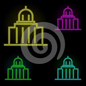 city hall neon color set icon. Simple thin line, outline vector of building landmarks icons for ui and ux, website or mobile