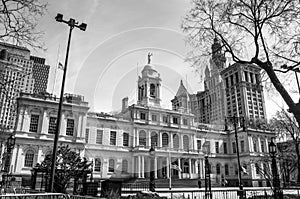 City Hall New York City in Black and White