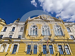 City hall in Pecs on SzÃ©chenyi Square, Hungary, historical building 