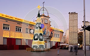 City hall of city Sants Coloma de Gramenet at Christmas time photo