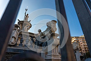 City Hall Square with the famous Neptune fountain on Piazza Municipio in Naples photo