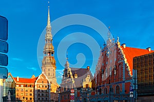 City Hall Square in the Old Town of Riga, Latvia