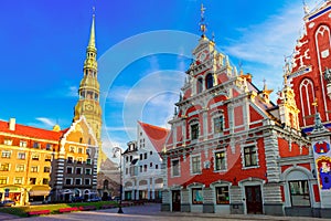 City Hall Square in the Old Town of Riga, Latvia