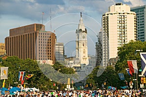 City Hall with Statue of William Penn on top, Philadelphia, Pennsylvania during Live 8 Concert