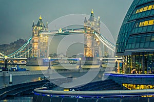 City Hall and Tower Bridge London, England