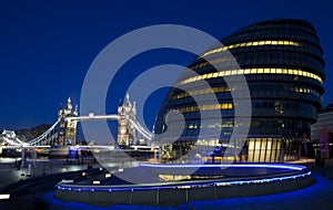 City Hall, Tower Bridge and the River Thames in London