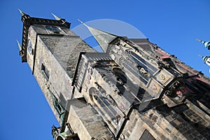 City Hall tower. Prague, Czech.