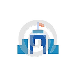 City hall vector icon design template