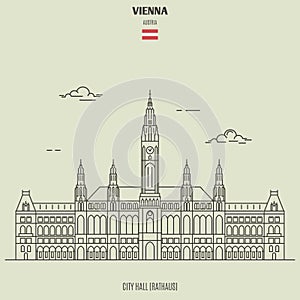 City Hall in Vienna, Austria. Landmark icon