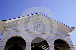 City hall written RF letters means republique FranÃÂ§aise French republic in french building in Arcachon photo