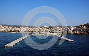 City and harbor at Kusadasi-bird island photo