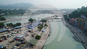 City of Haridwar state of Uttarakhand in India seen from the sky