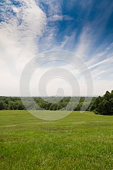 City of Hartford Connecticut from a far distance in summer green trees