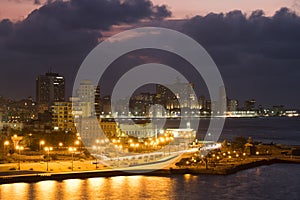 The city of Havana illuminated at night