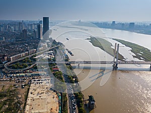 city highway interchange in shanghai on traffic rush hour