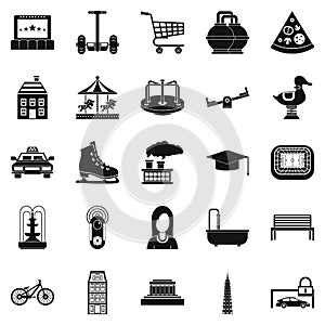 City hobby icons set, simple style
