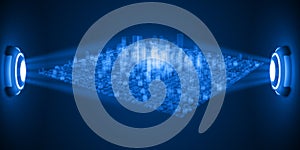 City hologram between thow source