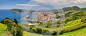 City of Horta and Horta Bay Faial Island, Azores