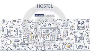 City Hostel Doodle Concept photo