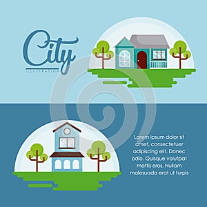 City and houses design