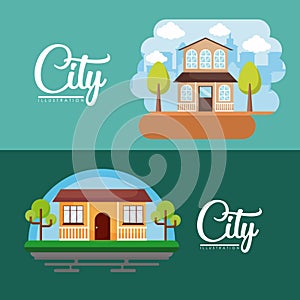 City and houses design