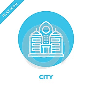 city icon vector from global warming collection. Thin line city outline icon vector  illustration. Linear symbol for use on web