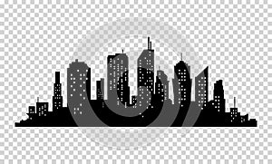 La ciudad icono. silueta ilustraciones. panoramas. un rascacielos 