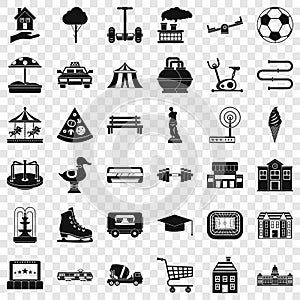 City icons set, simple style