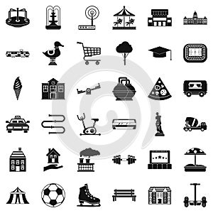 City icons set, simple style