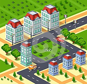 City illustration with urban infrastructure