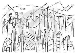 City information graph diagram sketch. Infographic freehand line.