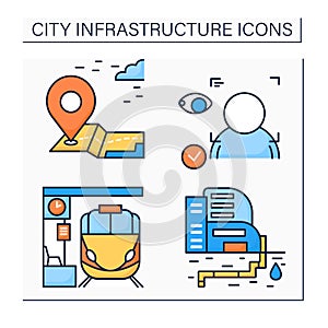 City infrastructure color icons set