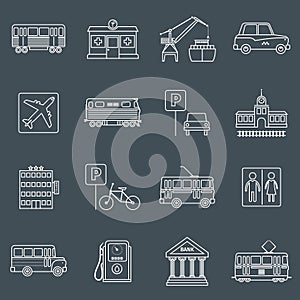 City infrastructure icons outline