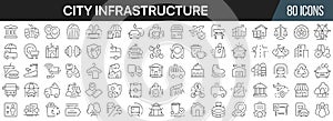 City infrastructure line icons collection. Big UI icon set in a flat design. Thin outline icons pack. Vector illustration EPS10