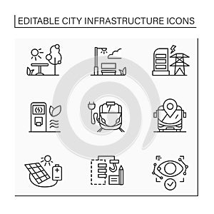 City infrastructure line icons set