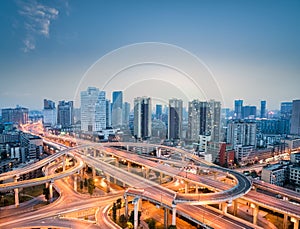 City interchange in nightfall