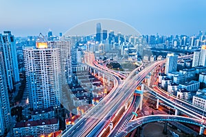 City interchange in nightfall