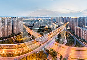 City interchange in nightfall at xian