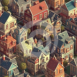 City isometric 3d tillable background texture Ai generated illustration