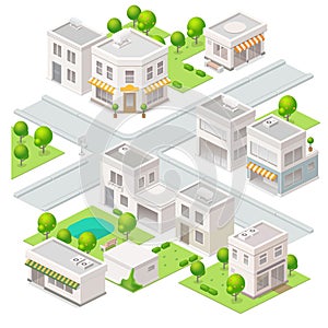 City isometric buildings.