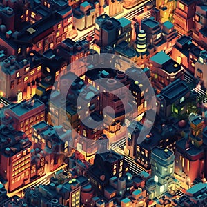 City isometric 3d tillable background texture Ai generated illustration photo
