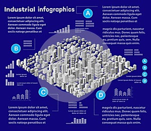 City isometric industrial factory infographics there are diagram 3D illustration