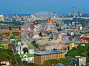 City of Kyiv in sunny summer day