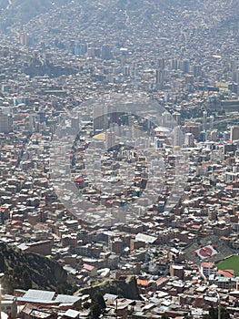 The city of La Paz high in the Andes Mountains in Bolivia . photo