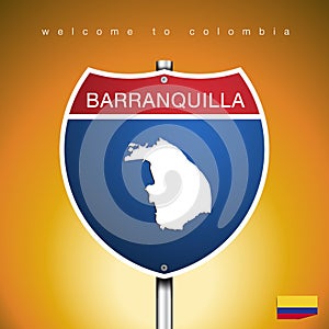 The City label and map of Colombia In American Signs Style