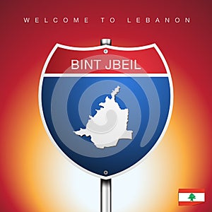 The City label and map of LEBANON In American Signs Style