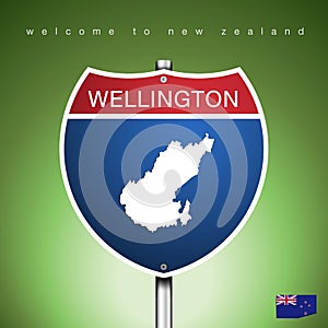 The City label and map of New Zealand In American Signs Style