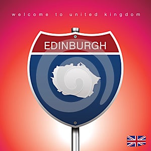 The City label and map of United Kingdom In American Signs Style